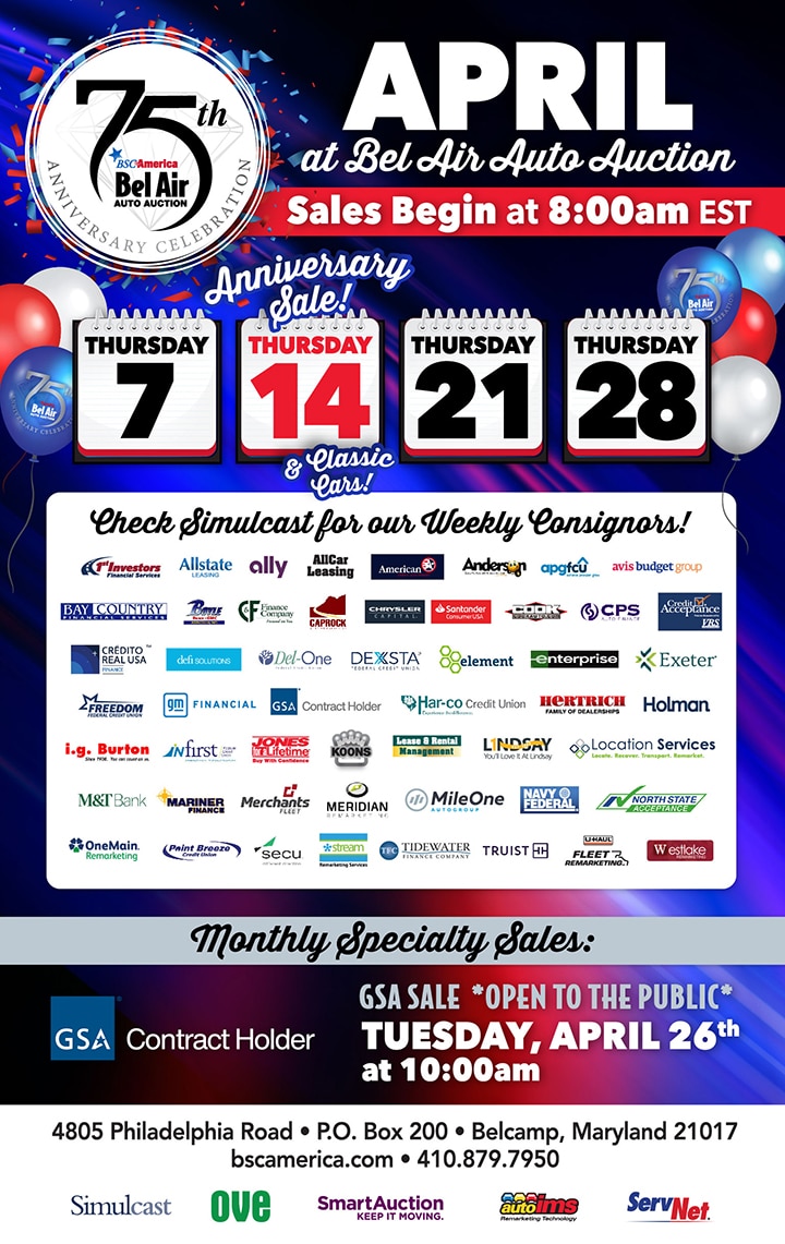 Calendar & Events Bel Air Auto Auction