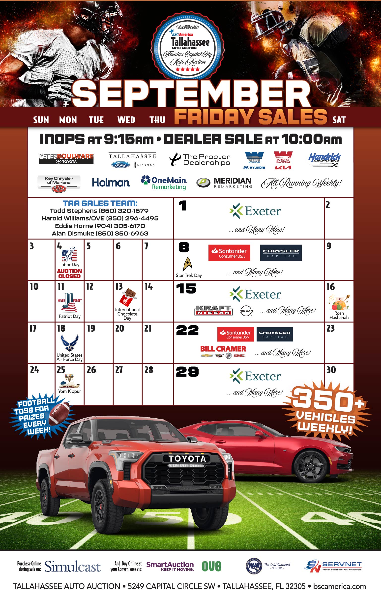 Tallahassee Auto Auction Calendar & Events