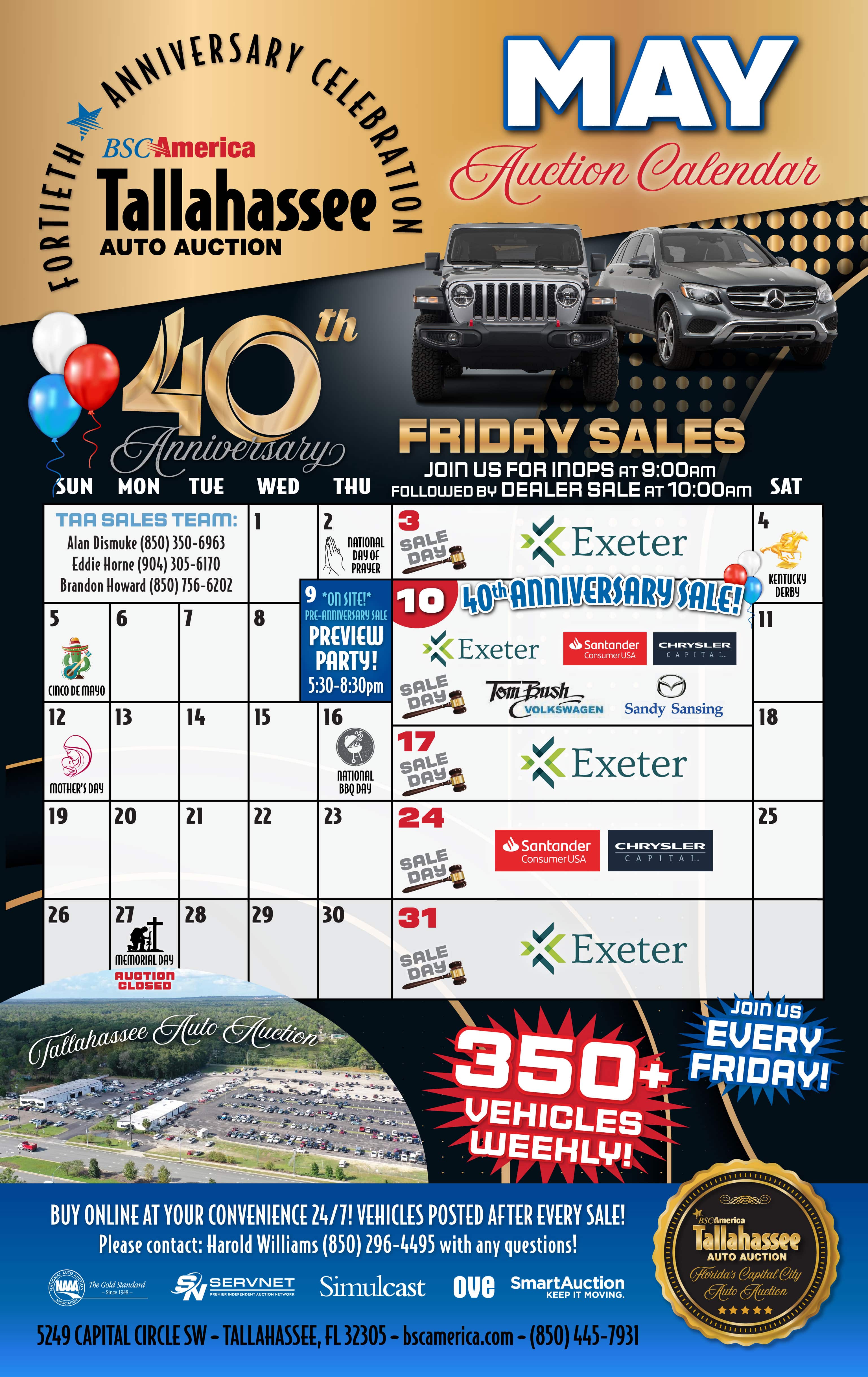 Tallahassee Auto Auction Calendar & Events