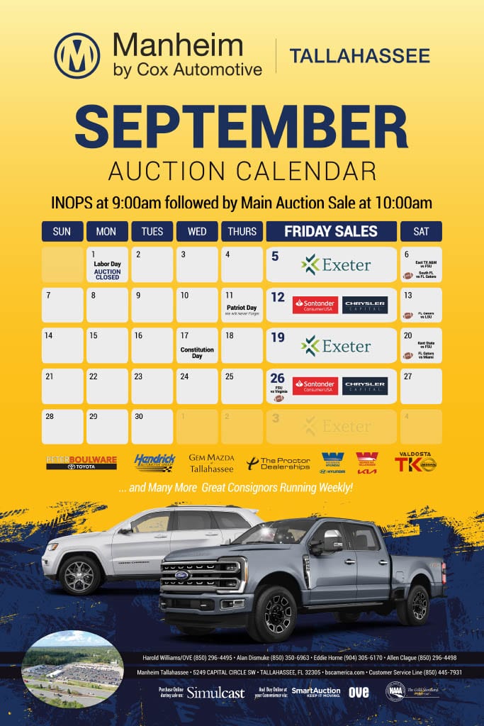Tallahassee Auto Auction Calendar & Events