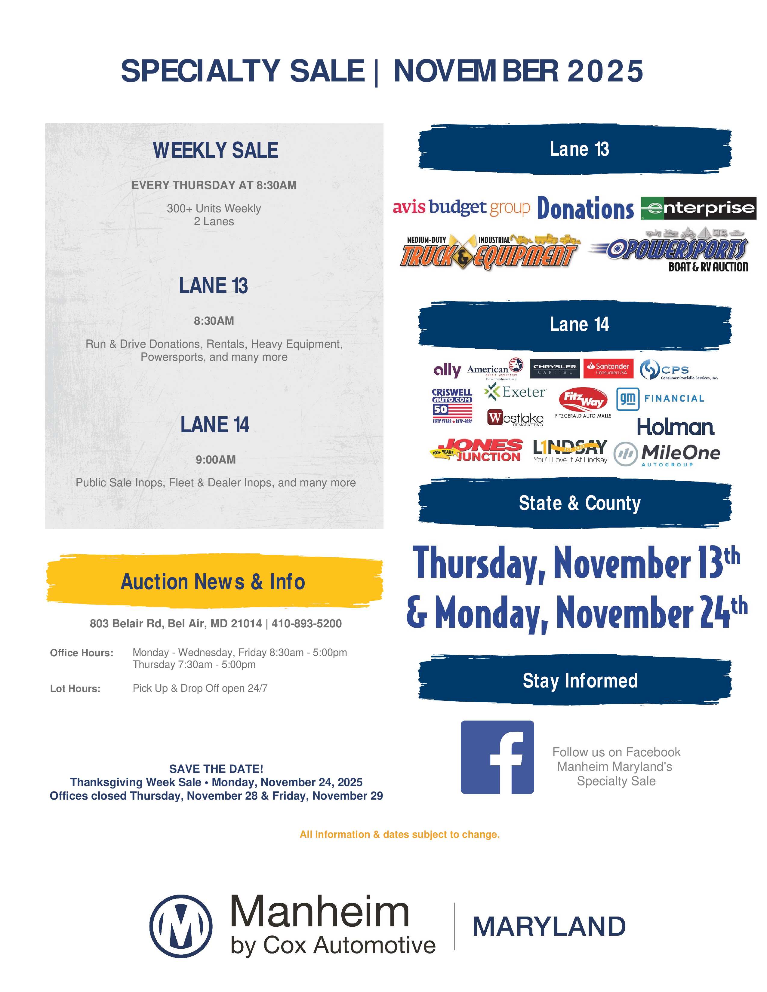 Clayton Station Auto Auction Calendar & Events